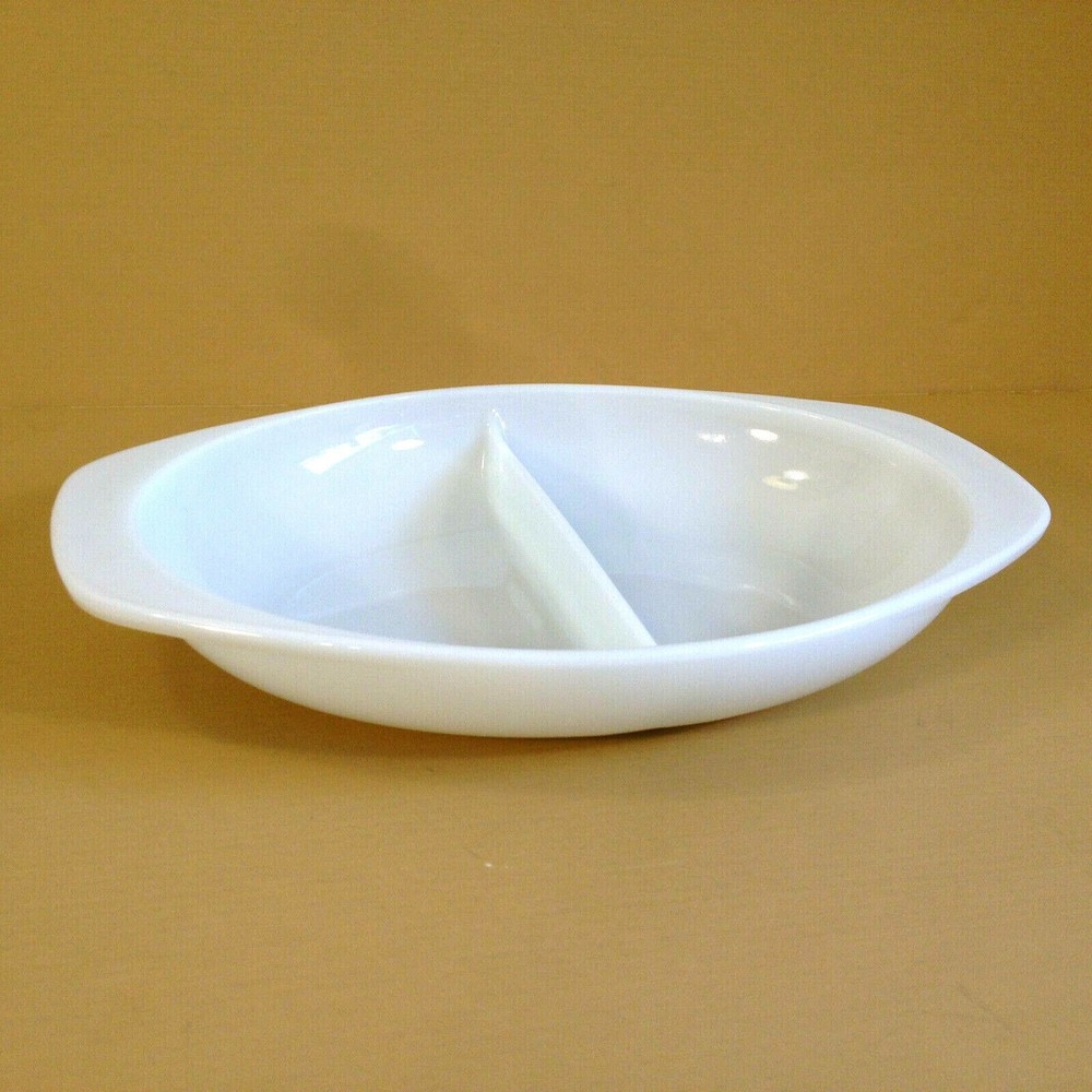 Vintage Pyrex #1063 Divided Serving Baking Dish 1 1/2 Qt White(Opal) USA Made